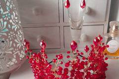 Дизайнерска корона Сваровски кристали Goddess Astarte комплект с обици и пръстен