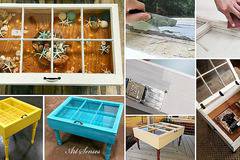 Артистична масичка за кафе от стар прозорец