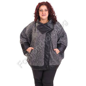 Дамска пелерина плътен модел в сив цвят /голям размер/