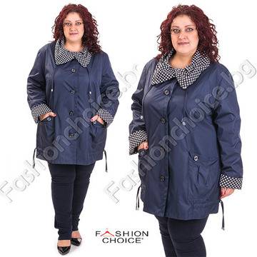 Есенен шлифер с разкошна яка на точки в големи размери