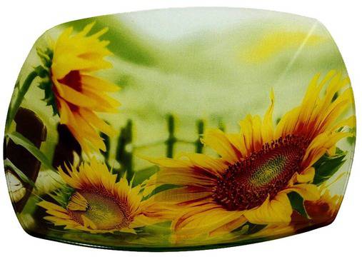 Богато декорирана стъклена купа – Слънчогледи – 26 см