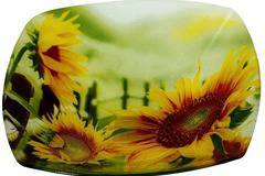 Богато декорирана стъклена купа – Слънчогледи – 26 см