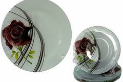 Комплект за торта – 7 части рисувано стъкло – Рози – 28 и 18 см