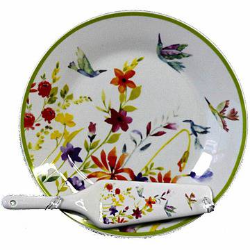 Порцеланов комплект за торта от 2 части – Лятно настроение – 27 см