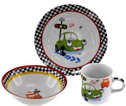 Детски порцеланов сервиз за хранене от три части – Колите