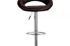 Бар стол Kring Inna, Екологична кожа, Хромиран, Черен