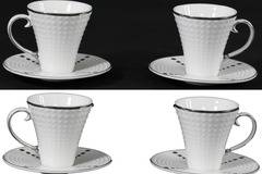 Порцеланов комплект две чаши за кафе с релеф – 150 мл