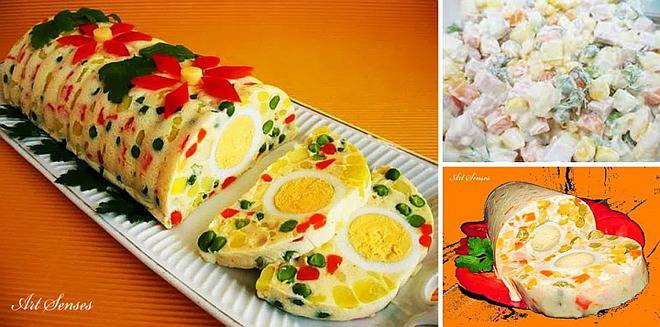 Желатинова руска салата „Оливие“