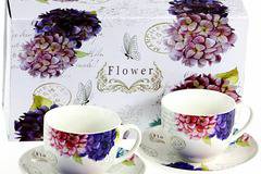 Порцеланов комплект две чаши за кафе или чай – Пролетни цветя