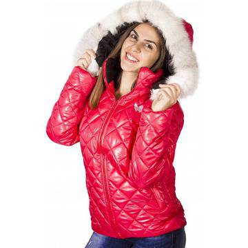 Дамско зимно яке Ватиран модел Нашити квадратчета Сваляща се качулка с цип Естествен косъм от лисица купи от тук ↪️…