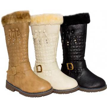 Детски ботуши 2017 С декорация от пух и камъчета Релефна подметка Дебела вътрешна подплата от каракул Закопчават се с цип…