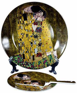 Порцеланов комплект за торта от 8 части – Целувката – 27 см