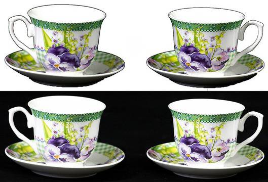 Порцеланов комплект две чаши за кафе или чай 220 мл – Летни цветя