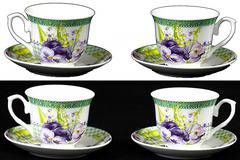 Порцеланов комплект две чаши за кафе или чай 220 мл – Летни цветя