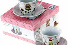 Порцеланов комплект две чаши за кафе или чай 230 мл с кулинарен мотив