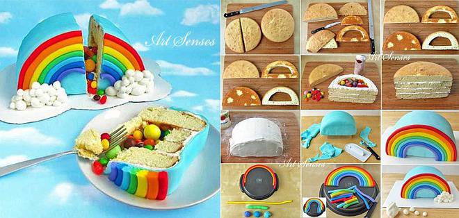 Артистична торта изненада „Дъга“