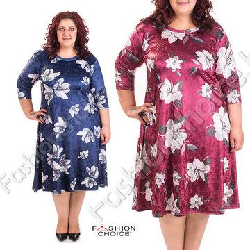 Топла дамска макси рокля в два флорални десена