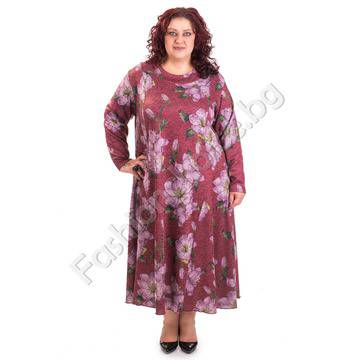 Дълга рокля с големи цветя за макси дами