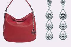 Спечелете обеци с покритие от бяло злато и дамска чанта