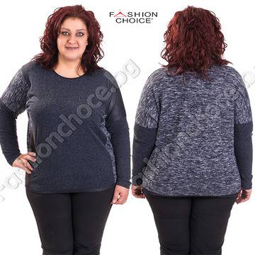 Мека дамска макси блуза с оригинална кройка и блестящи камъчета