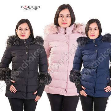 Модерно дамско плътно яке с ръкавели и еко косъм