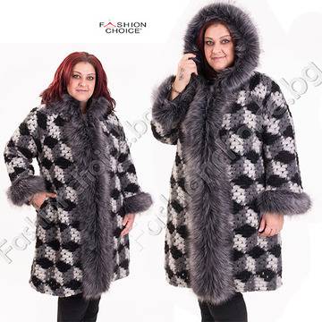 Приказно вълнено макси палтенце в елегантен еко косъм