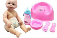 Кукла CHIPPO 310012, Пишкащо Бебе с голямо гърне и 4 аксесоари, 33 см
