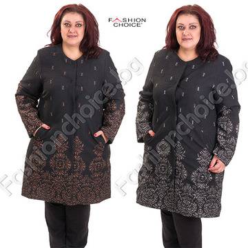 Дамско манто с релефни мотиви и бродерия в големи размери