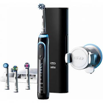 Електрическа четка за зъби Oral-B Genius 9000, SmartRing, 6 Програми, 4 Глави, Свързаност Bluetooth, Комплект за пътуване със…