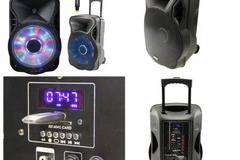 Професионална Караоке тонколона PARTY-15LED, акумулаторна батерия, един микрофон, Bluetooth, 250W