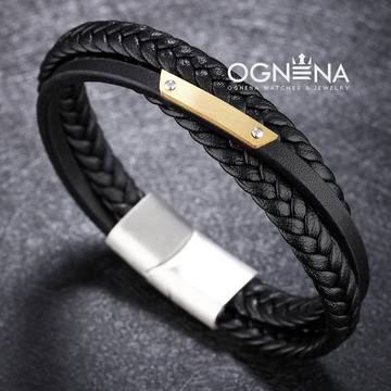 Елегантна мъжка гривна от кожа Venom