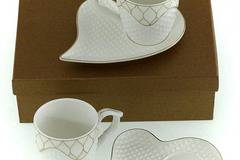 Порцеланов комплект две чаши за кафе 220 мл. – Златно сърце