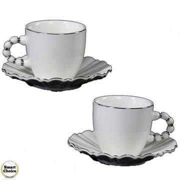 Порцеланов комплект две релефни чаши за кафе 150 мл. с чинийки – Рингове