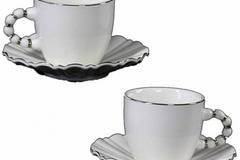 Порцеланов комплект две релефни чаши за кафе 150 мл. с чинийки – Рингове