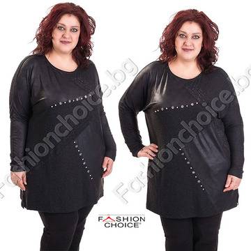 Дамска официална туника с камъчета в големи размери