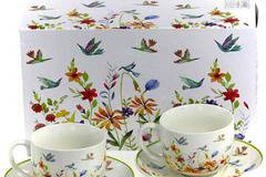 Порцеланов комплект две чаши за кафе или чай 220 мл. с чинийки – Лятно настроение