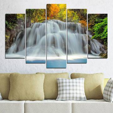 Картина пано за стена от 5 части с изображение на есенен водопад – HD-294