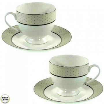 Порцеланов комплект шест чаши за кафе или чай 220 мл. с чинийки – Luxury circle
