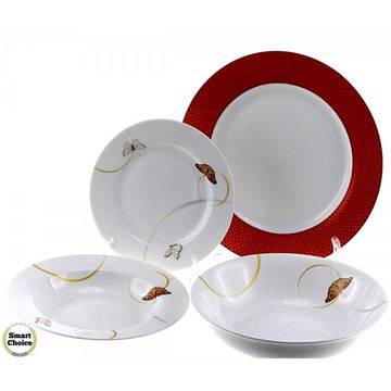 Порцеланов комплект за хранене от 19 части в червено и бяло – Пеперуди