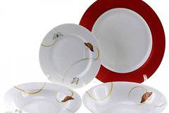 Порцеланов комплект за хранене от 19 части в червено и бяло – Пеперуди
