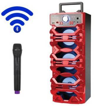 ТОНКОЛОНА КАРАОКЕ ELEKOM ЕК-750М С BLUETOOTH МИКРОФОН И ЦВЕТОМУЗИКА