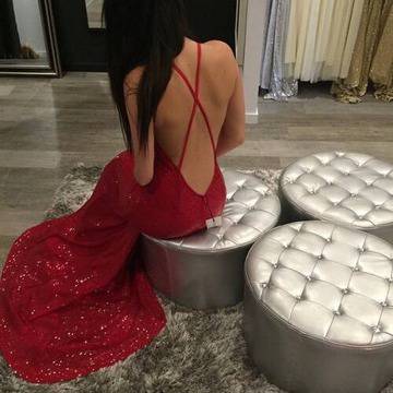 Дълги Червени Секси Официални Рокли