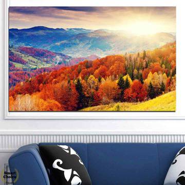 Картина пано за стена от 1 част – Изгрев в есенна гора – HD-165-1