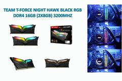 TEAM T-FORCE NIGHT HAWK BLACK RGB DDR4 16GB (2X8GB) 3200MHZ Памет