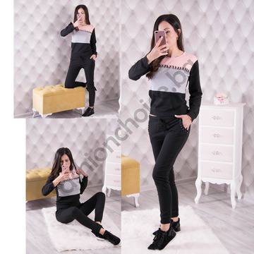 Интересен спортен дамски екип от две части с розово