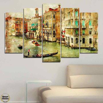 Декоративно пано за стена от 5 части – Винтидж изображение на Венеция Италия – HD-782