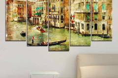 Декоративно пано за стена от 5 части – Винтидж изображение на Венеция Италия – HD-782