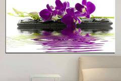 Картина пано за стена от 1 част – Спа мотив с лилава Орхидея – HD-776-1