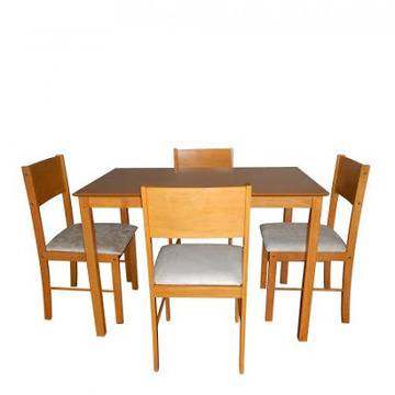 Комплект мебели за трапезария Home Decor, Маса с 4 стола, Череша