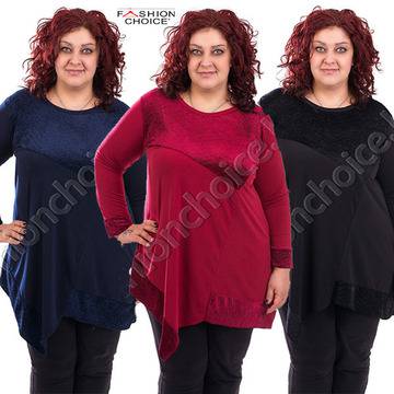 Уникална макси туника с плюшени мотиви в три цвята